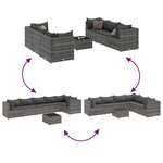 vidaXL Salon de jardin 7 Pièces avec coussins Gris Résine tressée