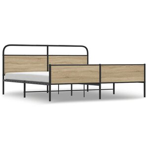 vidaXL Cadre de lit en métal sans matelas chêne fumé 193x203 cm