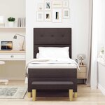 vidaXL Lit à ressorts avec matelas Marron foncé 100 x 200 cm tissu