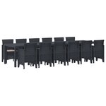Set jardin 13 pièces avec coussins anthracite en poly rotin