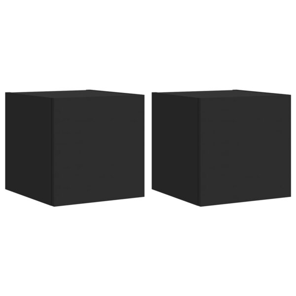 vidaXL Meubles TV muraux avec lumières LED 2 Pièces noir 30 5x35x30 cm