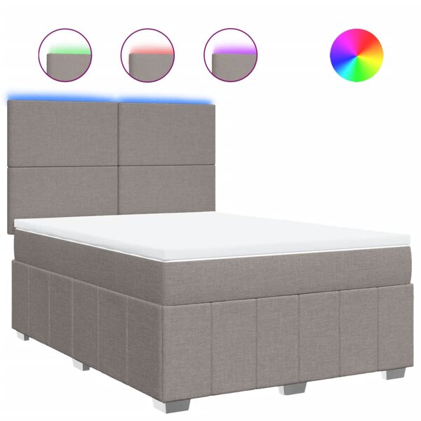 vidaXL Sommier à lattes de lit avec matelas Taupe 140x200 cm Tissu