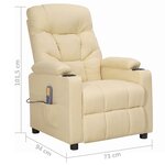 vidaXL Fauteuil de massage Crème Tissu