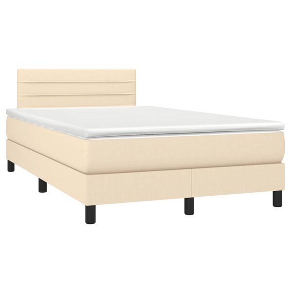 vidaXL Sommier à lattes de lit avec matelas crème 120x190 cm tissu