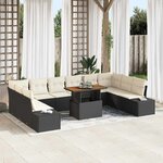 vidaXL Ensemble de canapé de jardin 11 Pièces Noir Poly rotin
