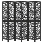 vidaXL Cloison de séparation 6 panneaux noir bois de paulownia massif