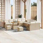 vidaXL Ensemble de canapé de jardin 13 Pièces Beige Poly rotin