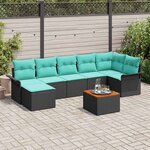 vidaXL Ensemble de canapé de jardin avec coussin 8 Pièces Noir polyrotin