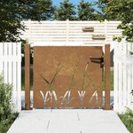 vidaXL Portail de jardin 105x80 cm acier corten conception d'herbe
