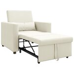vidaXL Fauteuil convertible crème en velours 3-en-1