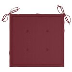 vidaXL Chaises Batavia lot de 2 et coussins bordeaux Bois teck massif