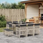 vidaXL Ensemble à manger de jardin 11Pièces avec coussins gris poly rotin