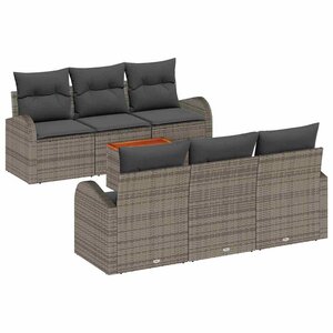 vidaXL Ensemble de canapé de jardin avec coussin 7 Pièces Gris polyrotin