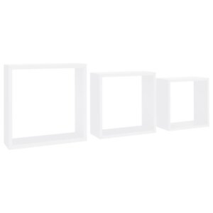 vidaXL Étagères murales sous forme de cube 3 Pièces Blanc MDF