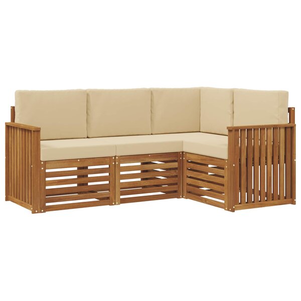 vidaXL Ensemble de canapés d'extérieur 4 pc Naturel et Beige Polyester