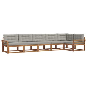 vidaXL Ensemble de canapés d'extérieur 6 pc Naturel et gris clair