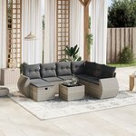 vidaXL Salon de jardin 8 Pièces avec coussins gris clair résine tressée