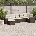 vidaXL Salon de jardin avec coussins 7 Pièces marron résine tressée