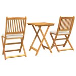 Set de bistro de jardin en 3 pièces en bois d'acacia
