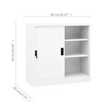 Armoire de bureau avec porte coulissante verrouillable 90 x 40 x 90 cm en acier blanc 02_0046810