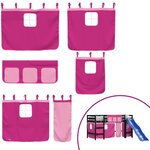 vidaXL Lit mezzanine enfants et rideaux rose 90x200cm bois pin massif