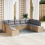 vidaXL Ensemble de 5 pièces de canapé de jardin avec coussins beige poly rattan acacia