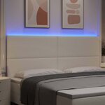 vidaXL Tête de lit LED Crème 200 cm Tissu en velours côtelé