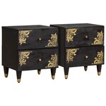vidaXL Cabinet de chevet avec tiroir 2 Pièces Noir 40 x 33 x 46 cm