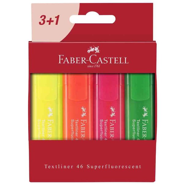 Surligneur TEXTLINER 1546  étui carton de 4 FABER-CASTELL