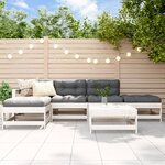 vidaXL Salon de jardin 6 Pièces avec coussins blanc bois massif