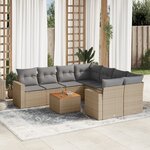 vidaXL Salon de jardin avec coussins 9Pièces mélange beige résine tressée