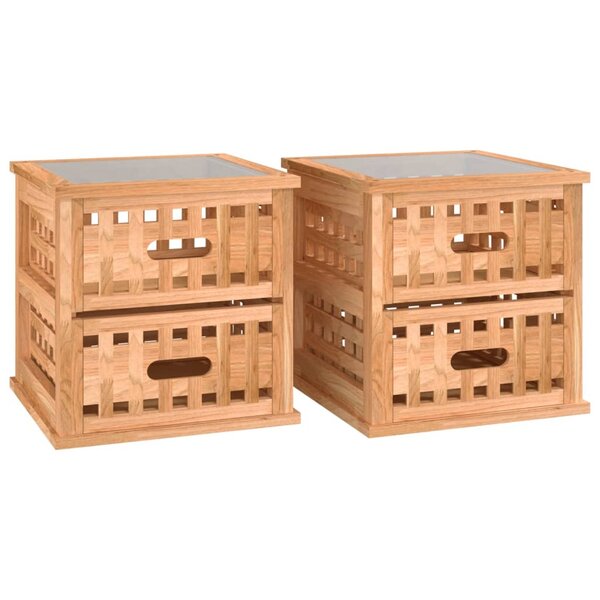 vidaXL Tables de chevet 2 Pièces 34x34x34 cm Bois massif de noyer