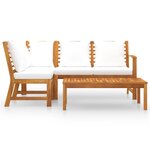 Salon de jardin meuble d'extérieur ensemble de mobilier 4 pièces avec coussin crème bois d'acacia solide 02_0016072