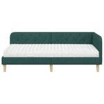 vidaXL Cadre de lit d'angle avec matelas Vert foncé 90 x 190 cm tissu