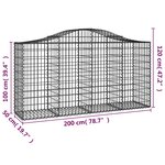 vidaXL Paniers à gabions arqués 4 Pièces 200x50x100/120 cm fer galvanisé
