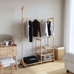 vidaXL Porte-vêtements et étagères et roulettes 100x38x175 5cm bambou