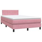 vidaXL Sommier à lattes de lit avec matelas et LED rose 120x220 cm velours