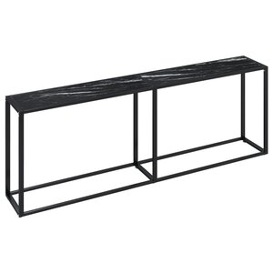 vidaXL Table console Marbre noir 220x35x75 5 cm Verre trempé