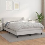 vidaXL Sommier à lattes de lit avec matelas Blanc 140x190cm Similicuir