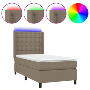 vidaXL Sommier à lattes de lit matelas et LED Taupe 90x190 cm Tissu