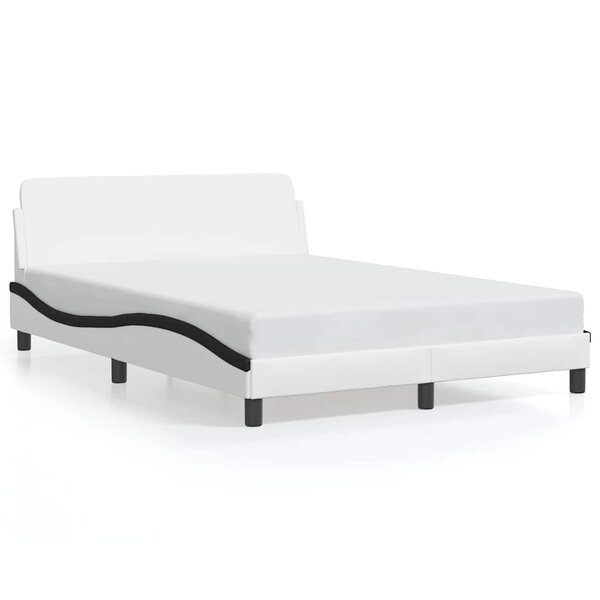 vidaXL Cadre de lit Dover blanc et noir 140x200 cm similicuir