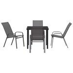 vidaXL Ensemble de salle à manger pour jardin 5 Pièces Gris et Noir