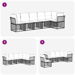vidaXL Ensemble de canapé de jardin 6 Pièces Noir polyrotin