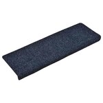 vidaXL Tapis d'escalier autocollants 30 pièces 65 x 21 x 4 cm Bleu Bord rectangulaire