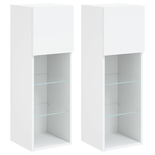 vidaXL Meubles TV avec lumières LED 2 Pièces blanc 30 5x30x90 cm