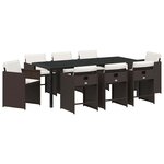 vidaXL Ensemble de salle à manger pour jardin 9 Pièces Marron polyrotin