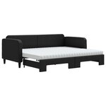 vidaXL Lit de jour avec gigogne et matelas noir 90x200 cm tissu