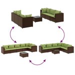 vidaXL Salon de jardin avec coussins 7 Pièces marron résine tressée