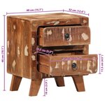 vidaXL Table de chevet 2 Pièces 40x32x46 cm bois massif de récupération