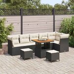 vidaXL Ensemble de canapé de jardin 9 Pièces Noir polyrotin